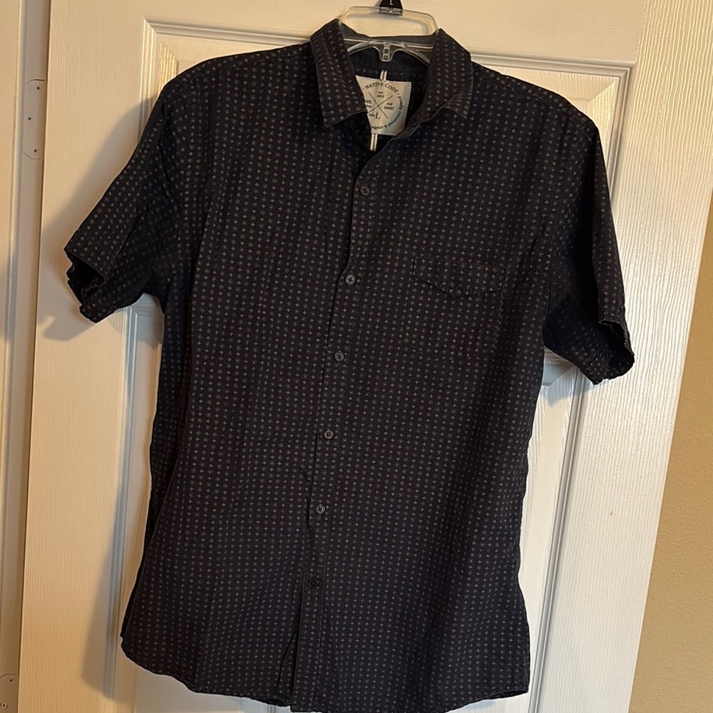 Native Code Men’s Blue Short Sleeve Button Down S… - image 1